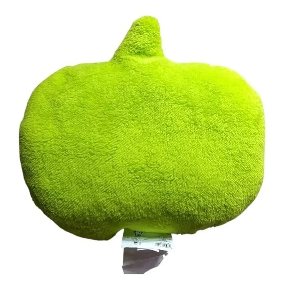 Pumpkin Shaped Pillow Green Faux Shearling Halloween Decor 14x16